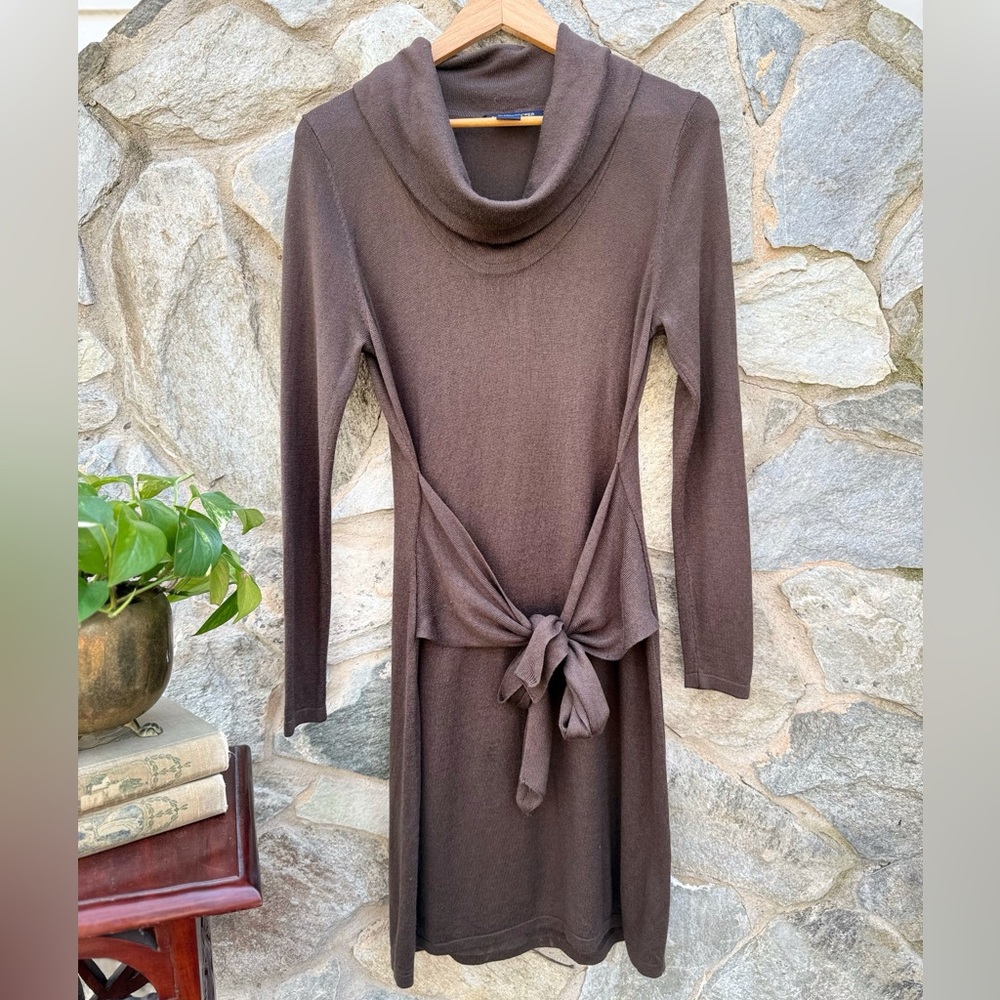 DRESS SALE! Vintage Boston Proper Silk Cashmere Brown Long Sleeve Dress